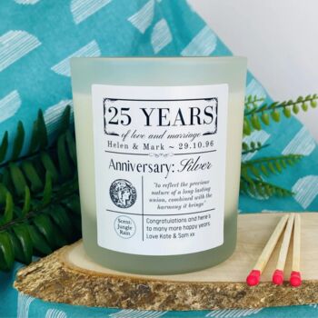 Personalised 25th Silver Anniversary Meaning Candle, 5 of 11