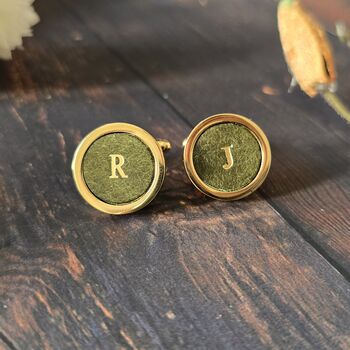 Personalised Monogrammed Initials Leather Cufflinks, 5 of 9