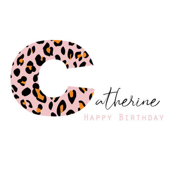 Happy Birthday Initial Leopard Print Greeting Card, 3 of 12
