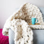 Giant Knit Moss Stitch Lap Blanket, thumbnail 1 of 6