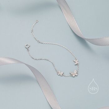 Cz Butterfly Floating Bracelet Sterling Silver, 2 of 10