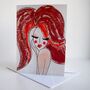 Red Hair Girl Fashion Birthday Card Girl With Red Hair, thumbnail 1 of 6