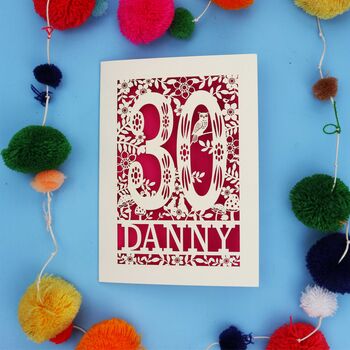 Personalised 30th Birthday Card Papercut Woodland Design, 6 of 8