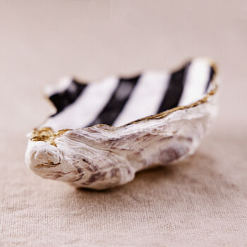 Hand Painted Stripe Oyster Shell Trinket Dish, 3 of 5