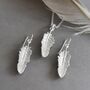 Sterling Silver Small Feather Drop Jewellery Set, thumbnail 1 of 5