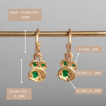 Emerald And Gold Vermeil Plated Hoop Earrings, 4 of 5