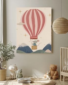 Ballon Riding Mouse Nursery Art Print, 6 of 6