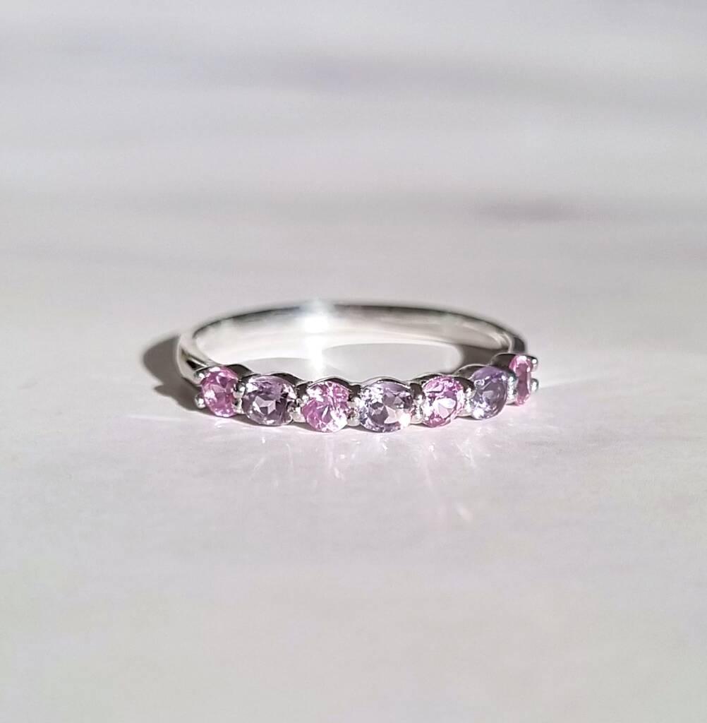 Pink Sapphire And Pink Amethyst Half Eternity Band, 1 of 12