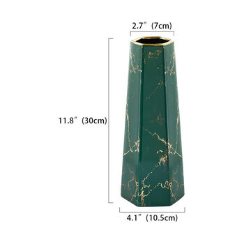 Green Gold Marble Ceramic Flower Vase Table Centerpiece, 8 of 8