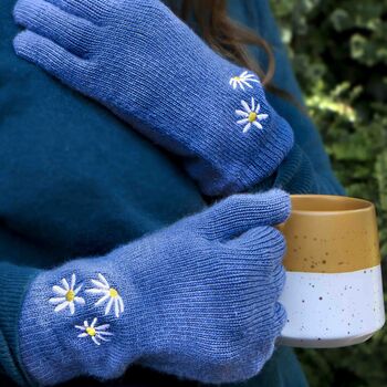 Personalised Daisy Ladies Soft Knit Warm Gloves Gift, 8 of 9