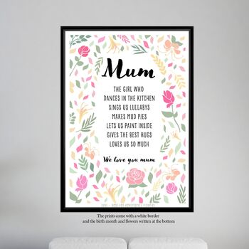 June Rose Birth Flower Positive Affirmations Gift For Mum Print, 7 of 7