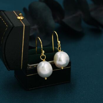 Genuine Baroque Pearl Drop Hook Earrings, 3 of 10