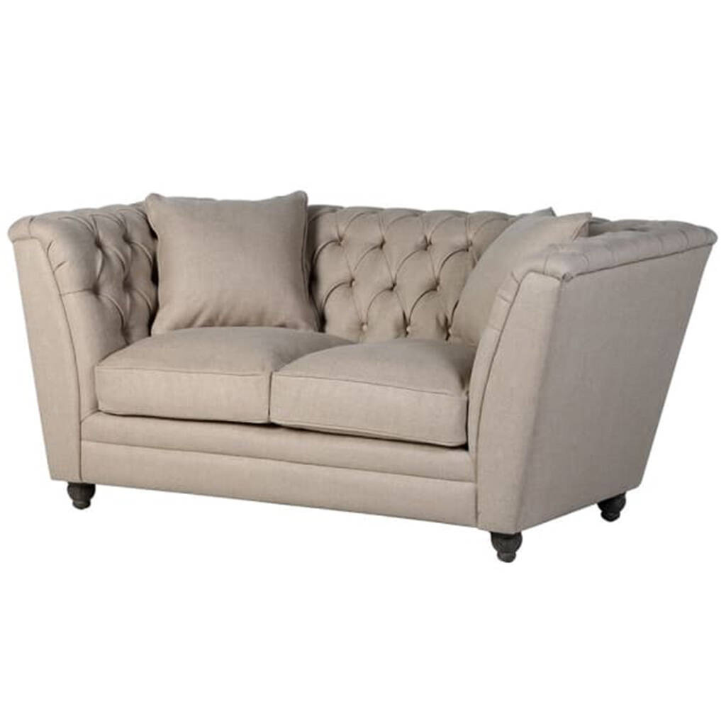 Natural Buttoned Two Seater Sofa, 1 of 2