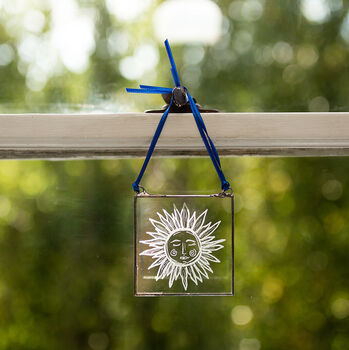 Sun Shine Engraved Glass Hanging Decoration, 7 of 7