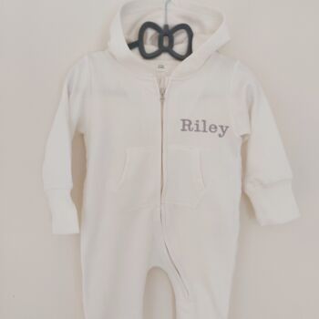 Personalised Baby Toddler Hooded Cotton Onesie, 8 of 12