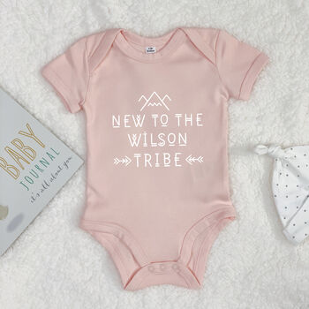 Personalised New To The Tribe Babygrow, 4 of 11