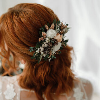 Clara Winter Whites Hair Clip Dried Flower Wedding Hair Accessory, 5 of 5
