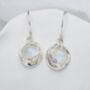 Handmade Silver Fiery Moonstone Drop Earrings, thumbnail 1 of 9