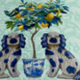 Staffordshire Dog Twins And Lemon Tree Lampshade, thumbnail 3 of 5
