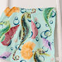 Under The Sea Themed Seahorse And Shells Tea Towel, thumbnail 4 of 4