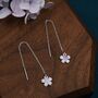 Sterling Silver Cherry Blossom Mother Of Pearl Threader Earrings, thumbnail 3 of 8