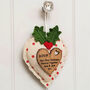 Personalised Holly Crochet Linen Christmas Heart, thumbnail 2 of 4