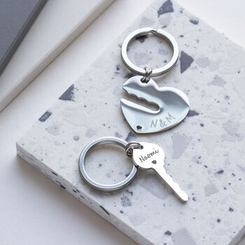 Engraved 'The Key To My Heart' Photo Keyring Duo, 2 of 4