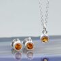 Citrine November Birthstone Sterling Silver Stud Earrings, thumbnail 5 of 11