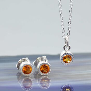Citrine November Birthstone Sterling Silver Stud Earrings, 5 of 11