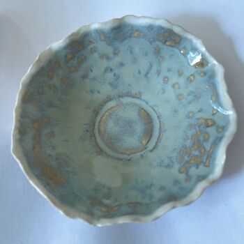 Handmade Mini Blue Brown Pottery Ring/ Jewellery Dish, 7 of 9