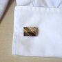 Silver Stripe Minimal Cufflinks 316 L Stainless Steel Polished Rectangular, thumbnail 3 of 5