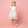 Garden Floral Girls Party Dress, White And Pink, thumbnail 1 of 5