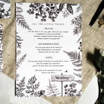 Woodland Fern Wedding Invitation Set, 8 of 12