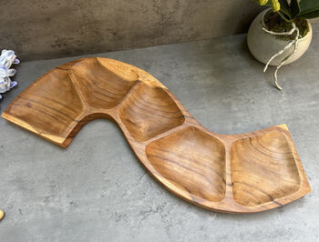 56cm Handcrafted Teak Wooden Snake Bowl – Serving Dish, 7 of 12