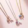 Birthstone And Italic Initial Charm Necklace, thumbnail 1 of 9