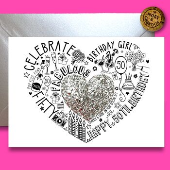 50th Birthday Girl Sparkle Card, 9 of 12