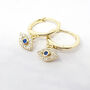 Minimalist Small Evil Eye Charm Dainty Hoop Earrings, thumbnail 1 of 4