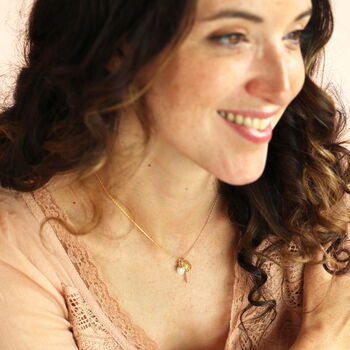Personalised Birth Flower And Bail Birthstone Pendant Necklace In Gold Plating, 5 of 7