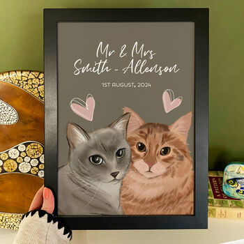 Personalised Purrfect Wedding Print For Cat Lovers, 2 of 4