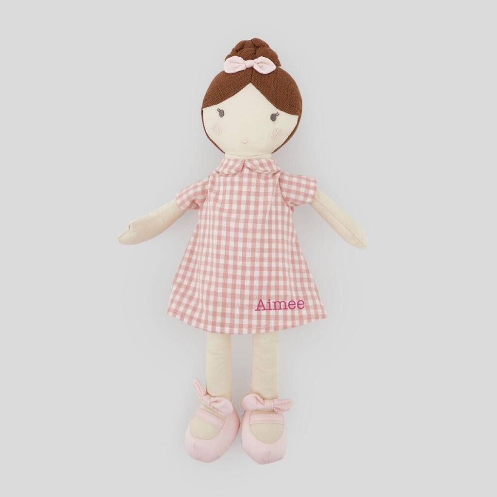 Personalised My 1st Doll In Pink Dress Brown Hair, 1 of 4