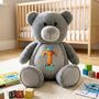 Personalised Monster Alphabet Children's Grey Teddy Bear 42cm, thumbnail 1 of 7