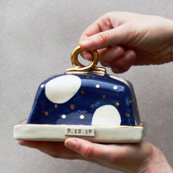 Personalised Cosmic Ceramic Butter Dish Wedding Gift, 2 of 5