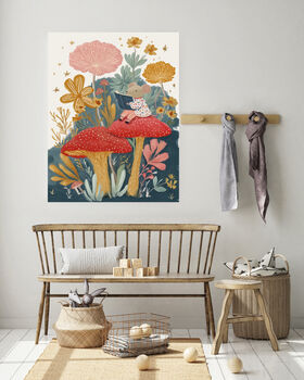 Mouse Reading Mushroom Nursery Art Print, 3 of 4