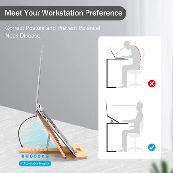 Adjustable Wooden Laptop Riser Stand, 9 of 12