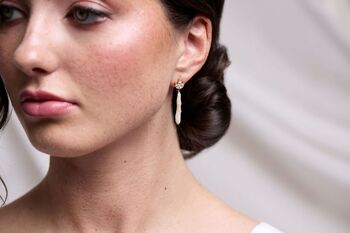 Freshwater Pearl Baton Bridal Drop Earrings, 2 of 6