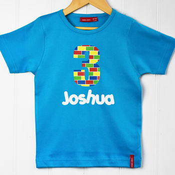 Personalised Children's Birthday Building Block T Shirt, 2 of 7