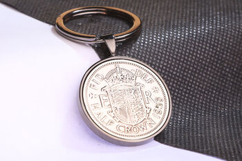 1956 70th Birthday Half Crown Keyring Gift, 4 of 5