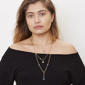 Long Gold Plated Multi Strand Black Onyx Necklace, 3 of 7