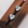 Natural Blue Topaz Heart Stud Earrings Sterling Silver, thumbnail 2 of 12