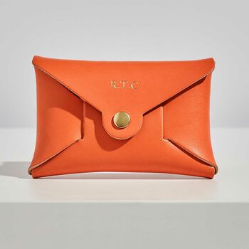 Personalised Orange Leather Card + Coin Purse, 2 of 5